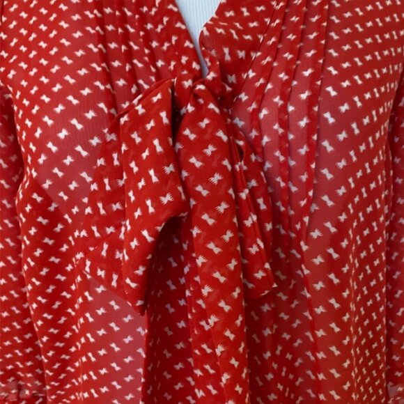 Urban Outfitters Pins and Needles Red Bow Tie Blouse - Picture 2 of 4
